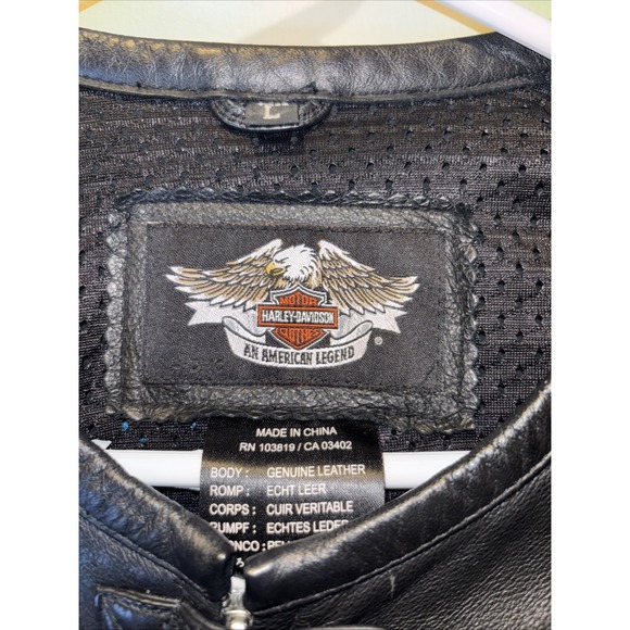 Harley Davidson Women's Kaleidoscope Black White‎ Leather Jacket L 97137-09VW - Picture 3 of 8